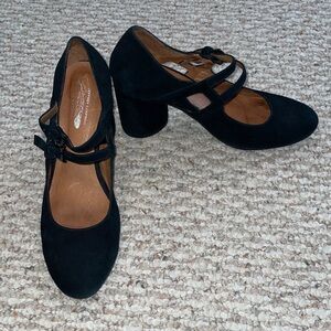 Jeffrey Campbell Black Suede Double Strap Mary Jane’s, Free People